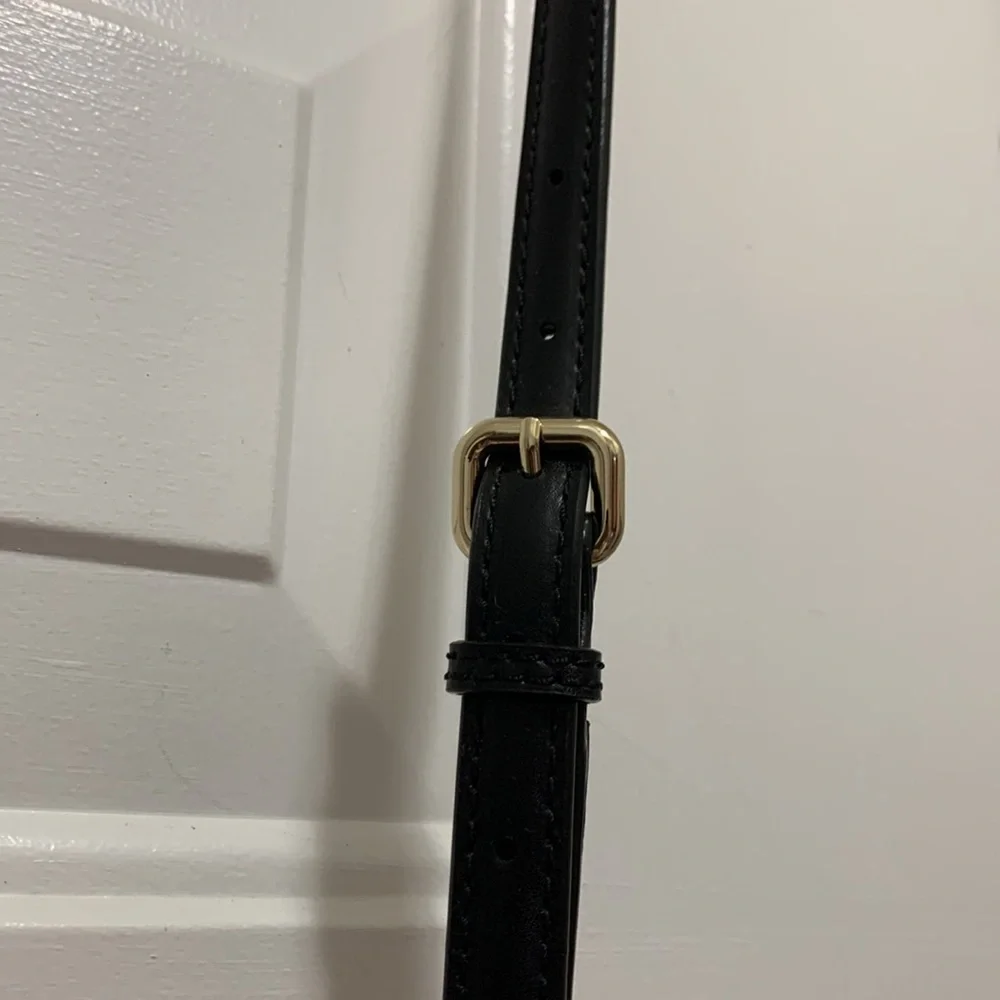 Kate Spade Black and White Striped Crossbody Bag with Gold Charm - Picture 6 of 10